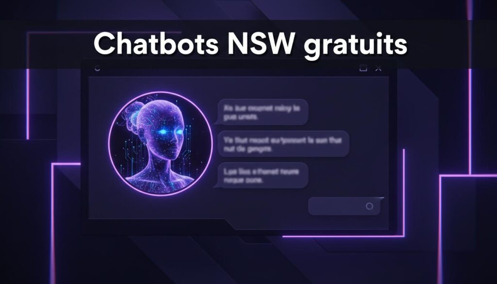 Guide vertical en six étapes numérotées avec icônes pour tester une IA : sélection du chatbot, email jetable, vérification et bulles de discussion.